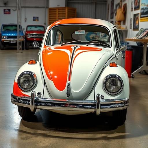 Image of a restored VW Beetle with custom paint job.