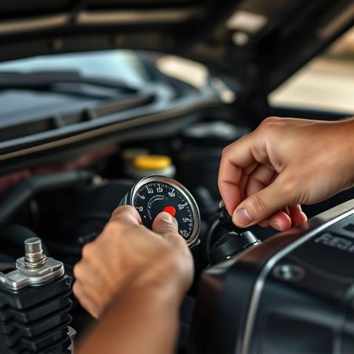 Transmission fluid being checked